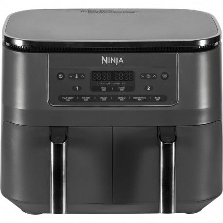 Dual Zone Heißluftfritteuse DZ300EU (grau/silber, 2.470 Watt, 2 Körbe je 3,8 Liter)