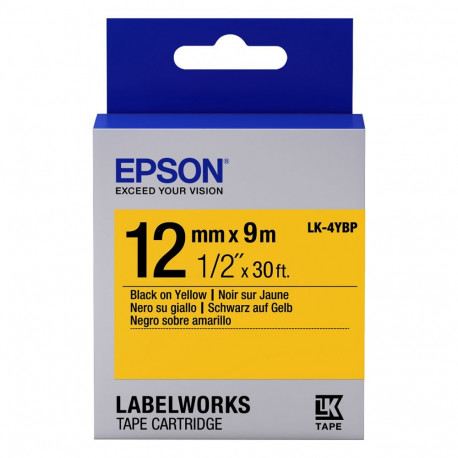 Epson etiketirull LK-4YBP 1,2cm x 9m, must kollasel