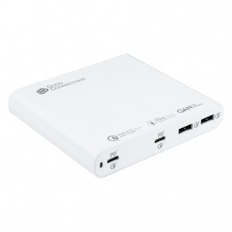 GoodConnections USB laua-kiirlaadimisjaam 120W 4-port 2xUSB-C/2xUSB-A QC4.0, valge