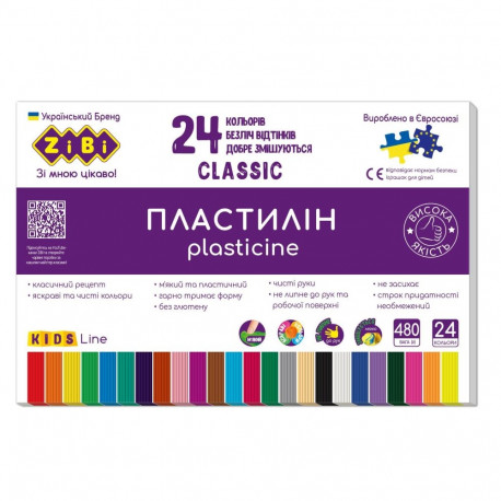 CLASSIC PLASTICINE 24 COLORS 480G