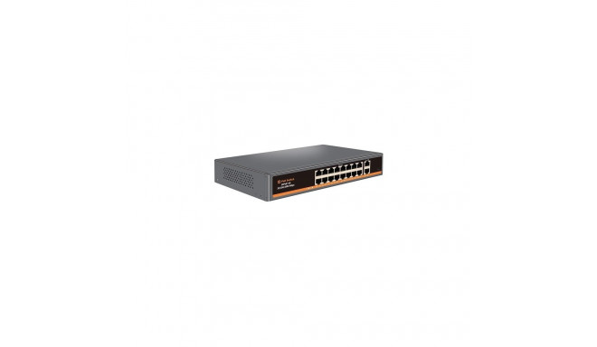 PoE switch 16x 100Mbps PoE + 2x Gigabit UPLINK, 250W