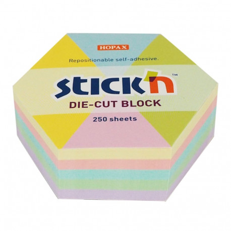 Märkmekuup 67x67mm StickN Hexagonl pastelne 250 lehte