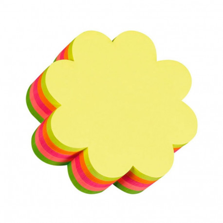 Note Cube 67x67 250 Sheets Flower Assorted Neon