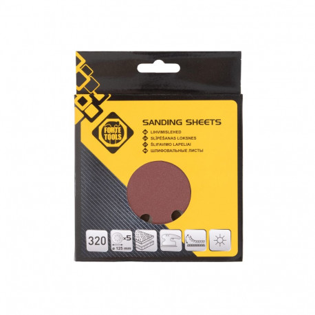 SANDING DISCS 8HOLES NO320 D125 5PCS FT