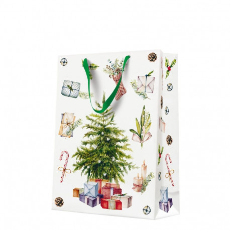 BAG GIFT CHRISTMAS WHITE 30X41CM