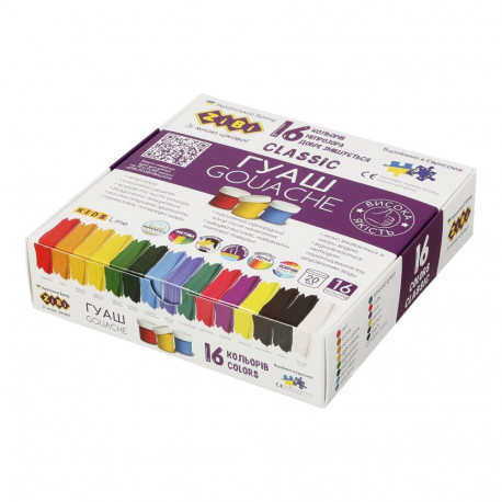 Kidsline Classic 16 värvi x 20 ml guaššvärvid