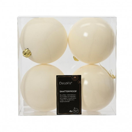 BAUBLES PLASTIC CHRISTM WHITE D10CM 4PCS