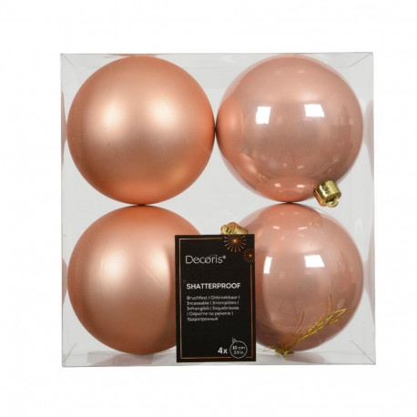 BAUBLES PLASTIC CHRISTM PEACH D10CM 4PCS