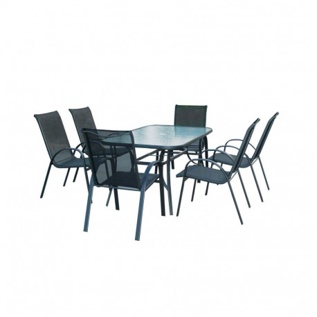 OUTD FURNIT SET 6 CHAIR 1 TABL BL HC-891