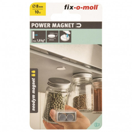 neodüüm magnet hõbedane 8mm 10 tk