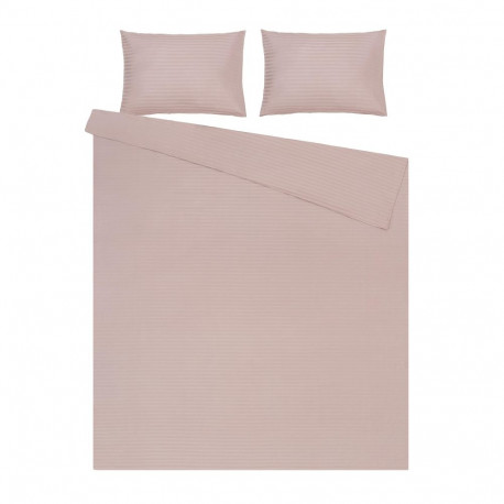 BED COV SET STRIPED SATEEN TAUPE 160X200