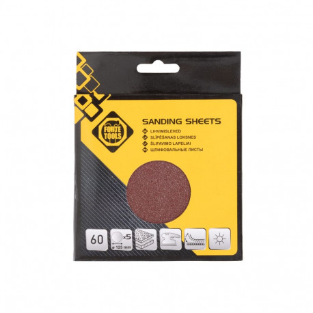 SANDING DISCS WO HOLES NO60 D125 5PCS FT