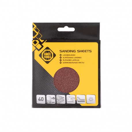 SANDING DISCS WO HOLES NO40 D125 5PCS FT