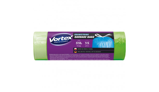 prügikotid VortexDrawStr roheline 35L 15 tk