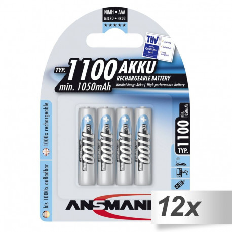 12x4 Ansmann NiMH bat. 1100 Micro AAA 1050 mAh