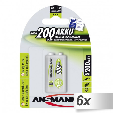 Ansmann NiMH 9V-plokkakud maxE 200mAh 6x1 5035342