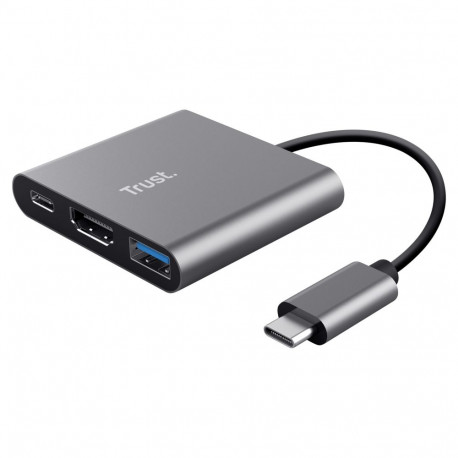 Trust mitmeportiline USB-C adapter Dalyx 3-ühes dokkimisjaam