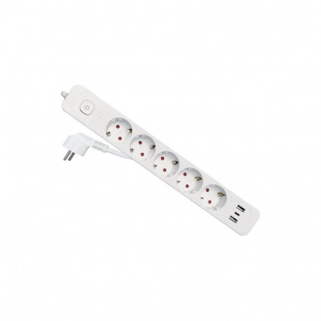 Equip pistikuriba CEE7/7 90°->5xSchuko/2xUSBA/USBC