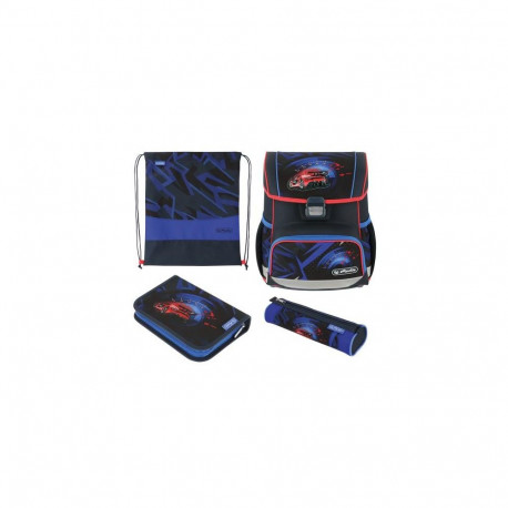 Herlitz Loop Plus High Speed school bag set Boy Polyester Blue, Red