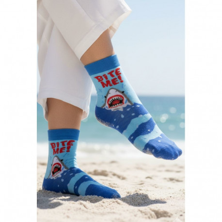SOKISAHTEL BITE ME haikalaga sinised puuvillased sokid 444