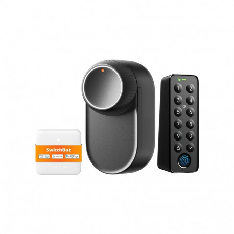 Smart Lock - SwitchBot Ultra 3-in-1 Fingerprint NFC Voice Control Hub Mini Keypad Black