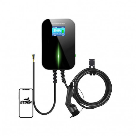 Electric Vehicle Charger - Besen BS20 22kW Wall-Mounted Charger With LCD Display, App Control, Weath