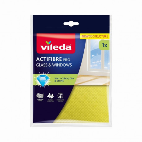 Cleaning Cloth - Vileda Actifibre Pro Microfiber Streak-Free, Machine Washable, 1 Piece, Blue