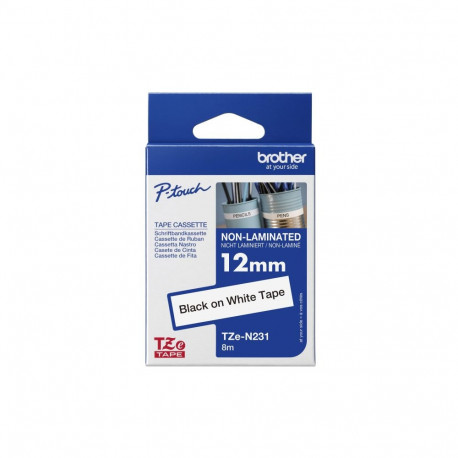 Brother TZe-N231 Labelling Tape Cassette – Black on White, 12mm wide, 8m long | Brother | Brother | 