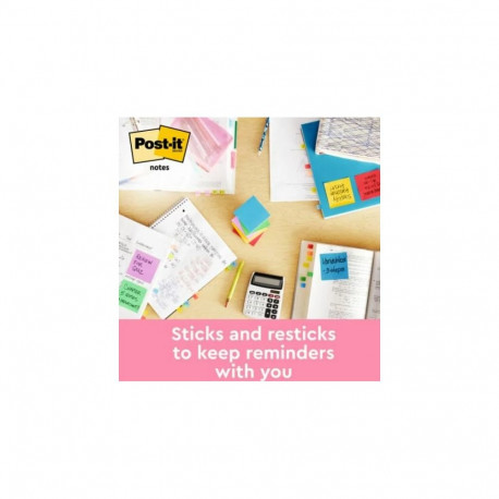 Z- märkmepaber Post-it® , erinevad neoonvärvid, 76 mm x 76 mm, 6 padjakest/pakk