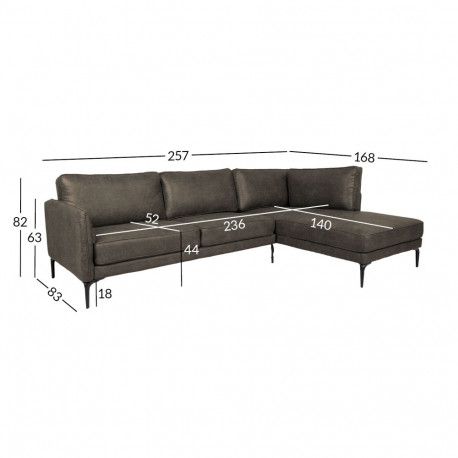 Nurgadiivan SOFIA PN 257x83/168xH82cm, tume oliiv