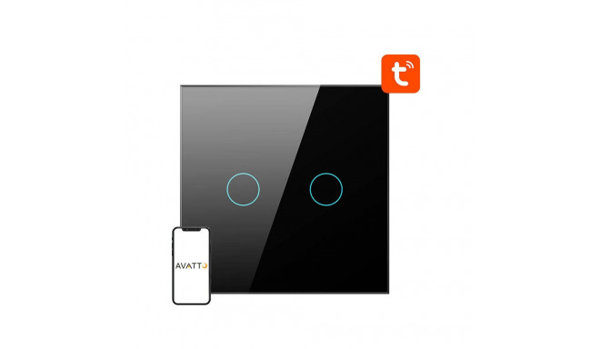 Smart Light Switch ZigBee Avatto ZTS02-EU-B2 2 Way TUYA (black)