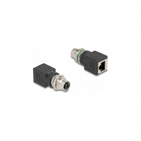 "Delock M12 Adapter X-kodiert 8 Pin Buchse zu RJ45 Buchse gerade"