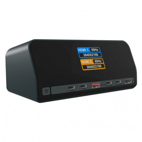 11-ühes dokkimisjaam Power Delivery laadimisportidega suure LCD-ekraaniga 160W GaN laadimisadapterig