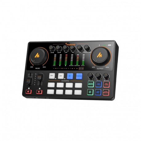 Audio Interface - Maono AME2 GEN2 Dual Mic Inputs, 48V Phantom Power, Noise Reduction, Black