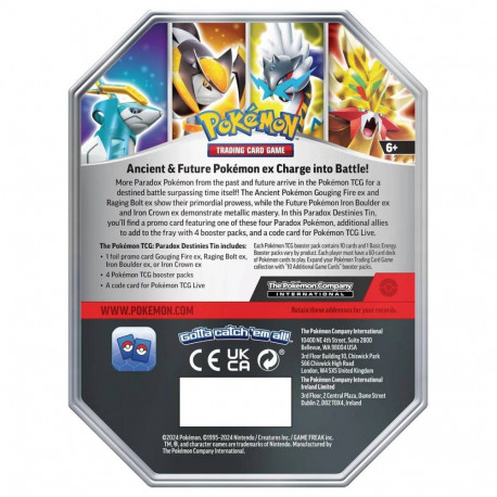 Trading Card Game - Pokémon TCG: Paradox Destinies Iron Crown Ex Set With Foil Promo, 4 Booster Pack