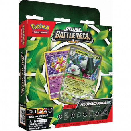 Trading Card Game - Pokémon Deluxe Battle Deck Meowscarada Ex 60-Card Deck With Playmat, Damage Coun