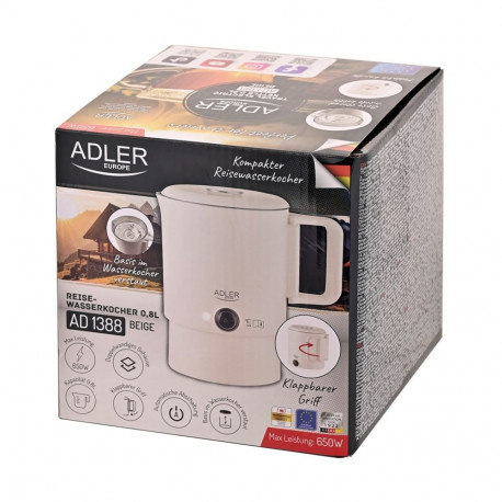 Electric Kettle - Adler AD 1388B 0.8L 650W Auto Power-Off Beige
