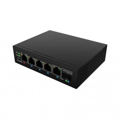Lanberg võrgulüliti ILFE-4P-1GE-1S-90 PoE 1xBT 3xAT SFP/ETH DIN haldamata Fast Ethernet