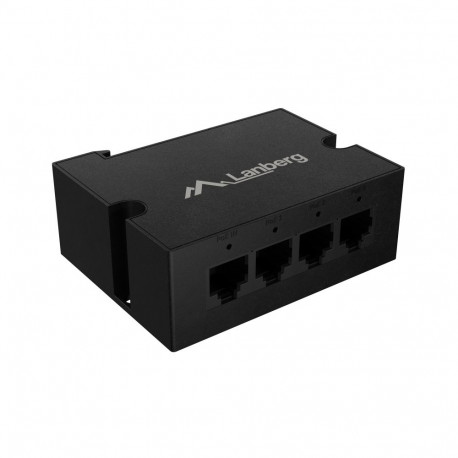 Lanberg | Switch PoE Extender 1xIn 3xOut Gigabit Ethernet Din Rail BT 90W metal clips | DIN-GE4-BT-9