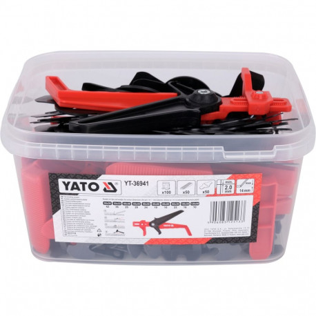 Yato Tile Leveling System YT-36941, 100+50+50 pcs, 5-14 mm, 2 mm, 5.8 l, PE, PS, POM