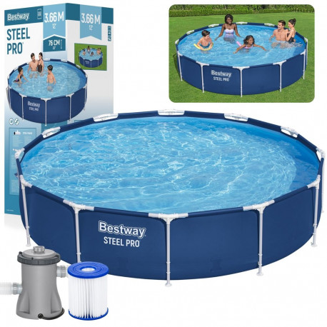 Bestway aiasbassein 56681 raamiga komplekt pumpaga 366x76cm, sinine