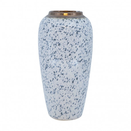 Vase TITAN STONE D17xH32cm, white/black droplets