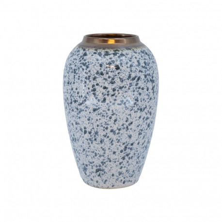 Vase TITAN STONE D17xH27cm, white/black droplets