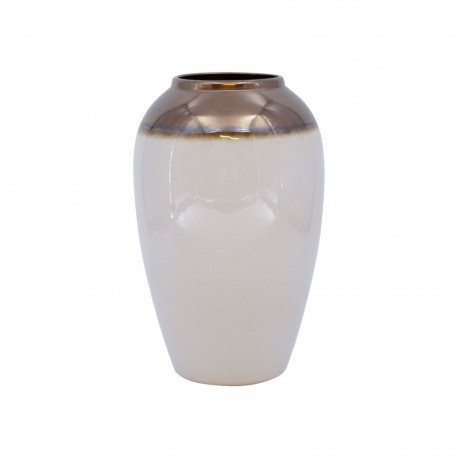 Vase TITAN STONE D17xH27cm, white/gold