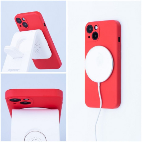 Case for Samsung A27 Silicone Mag Cover compatible with MagSafe (camera protection) red