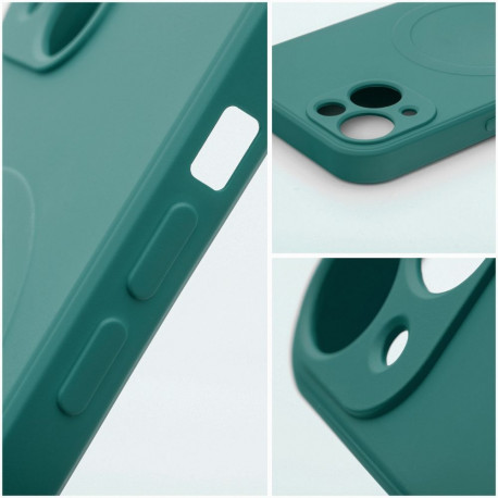 Case for Samsung A27 Silicone Mag Cover compatible with MagSafe (camera protection) dark green