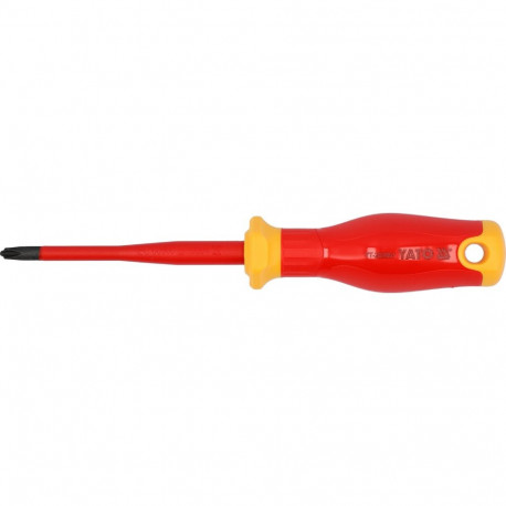 Insulated electrician screwdriver SL/PH2 for electrical work VDE 1000V Extra Slim S2 100mm YT-282661