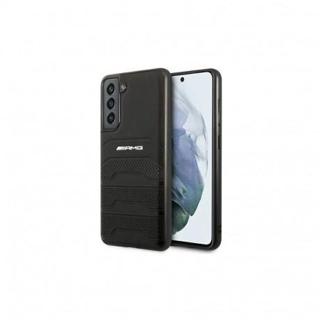 AMG AMHCS21FESGSEBK S21 FE G990 czarny/black hardcase Leather Debossed Lines