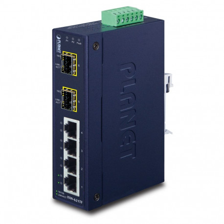 "PLANET 4+2 100FX SFP Industrial Ethernet Switch (-40~75"