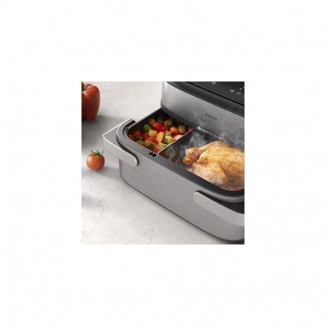 Philips 5000 series NA565/02 fryer Double 9.5 L Stand-alone 2750 W Hot air fryer Black, Silver, Stai